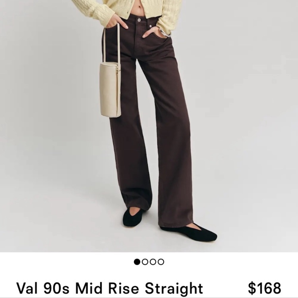 Reformation Val 90s Mid Rise Straight Jeans - Dark Brown size 27